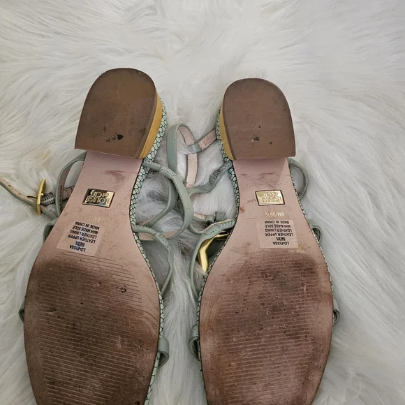 Louise et Cie Mint Green Strappy Sandals with Gold Accents - Picture 11 of 11